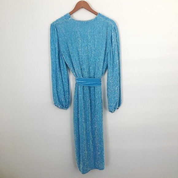 RETROFETE Audrey Sequin Robe Wrap Midi Dress - Picture 5 of 16